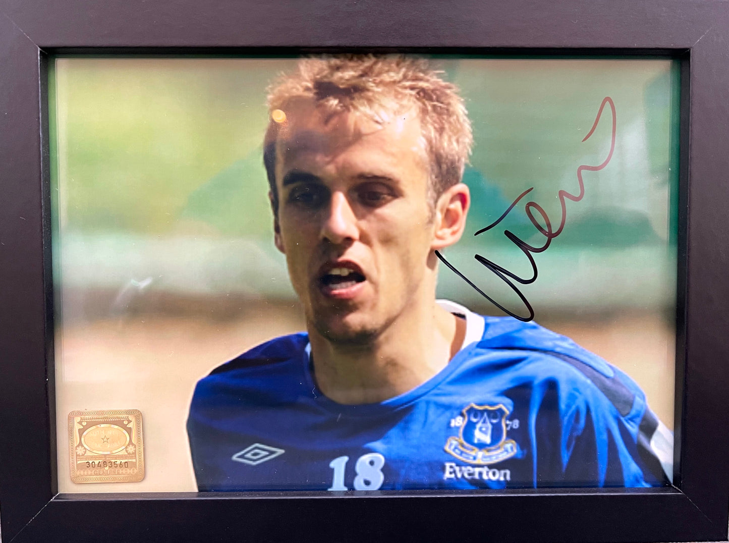 PHIL NEVILLE EVERTON FC HAND SIGNED PHOTO WITH COA