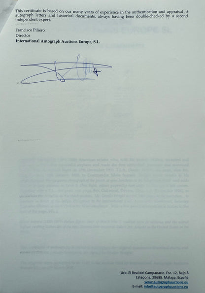 Orville Wright, The 'Wright Brothers' Aviators, Hand Signed Letter With COA