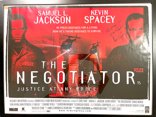 KEVIN SPACEY HAND SIGNED 'THE NEGOTIATOR' CINEMA POSTER WITH COA