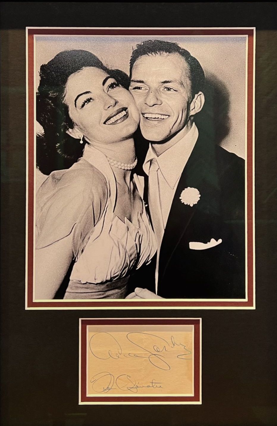 FRANK SINATRA AND AVA GARDNER HAND SIGNED CARD PRESENTATION WITH COA