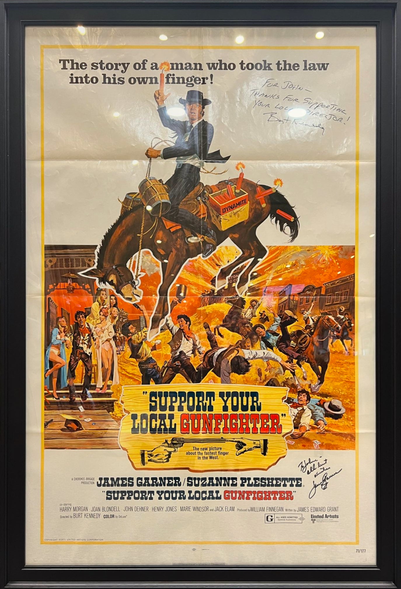 SUPPORT YOUR LOCAL GUNFIGHTER HAND SIGNED ORIGINAL CINEMA POSTER WITH COA