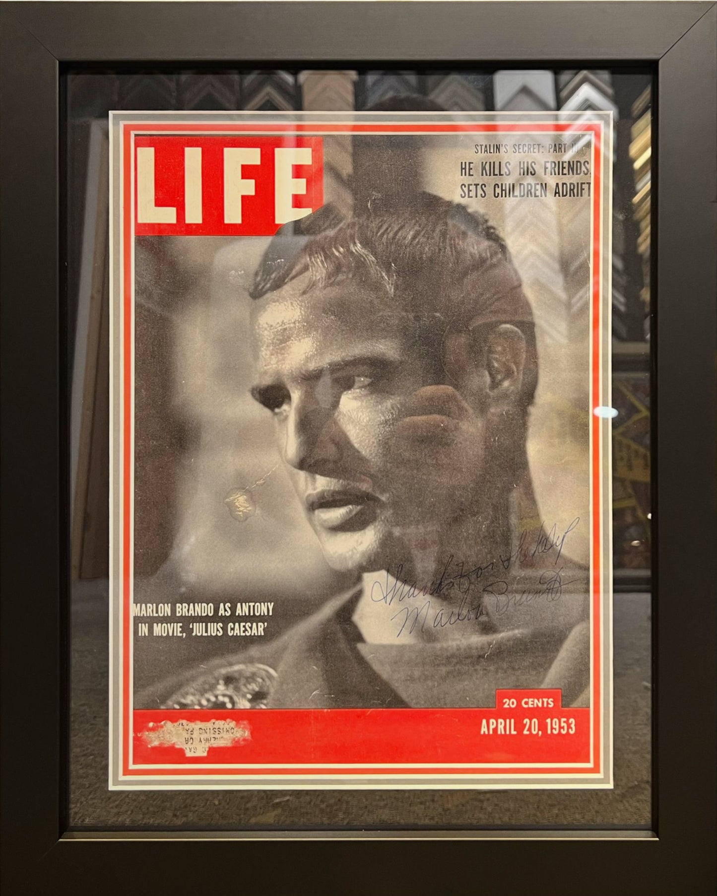 MARLON BRANDO - ACTOR - HAND SIGNED LIFE MAGAZINE COVER WITH COA