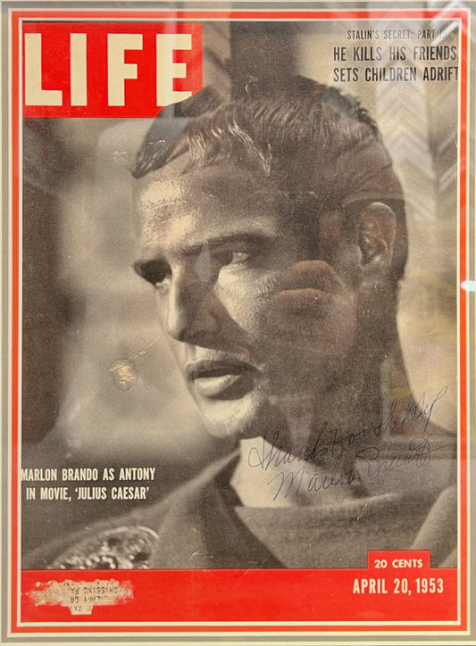 MARLON BRANDO - ACTOR - HAND SIGNED LIFE MAGAZINE COVER WITH COA