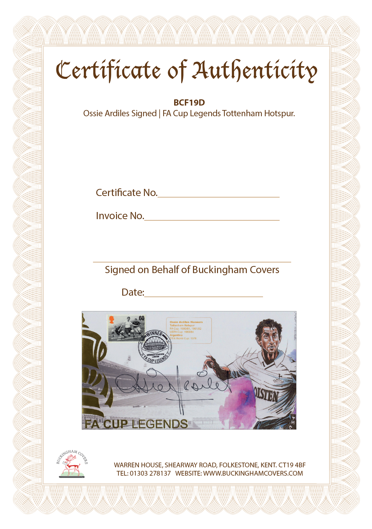 Ossie Ardiles, Spurs Legend, Hand Signed Framed 40cm x 30cm First Day Cover With COA