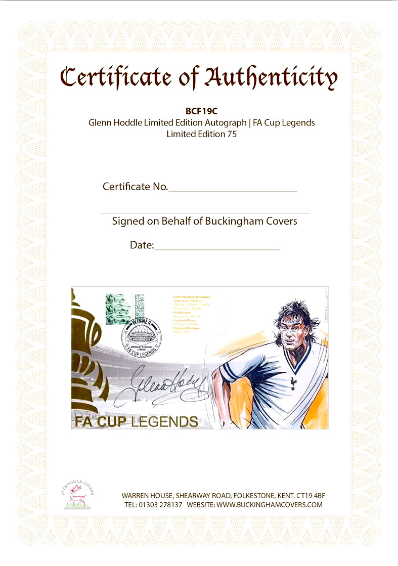 Glenn Hoddle, Spurs Legend, Hand Signed Framed First Day Cover With COA