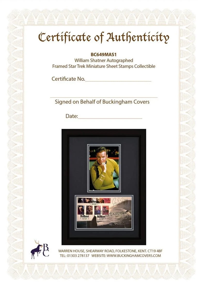 William Shatner, Captain Kirk, Hand Signed Original Star Trek FDC & COA