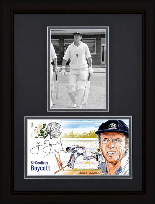 Sir Geoff Boycott Cricketing Legend Hand Signed Framed FDC, First Day Cover & COA