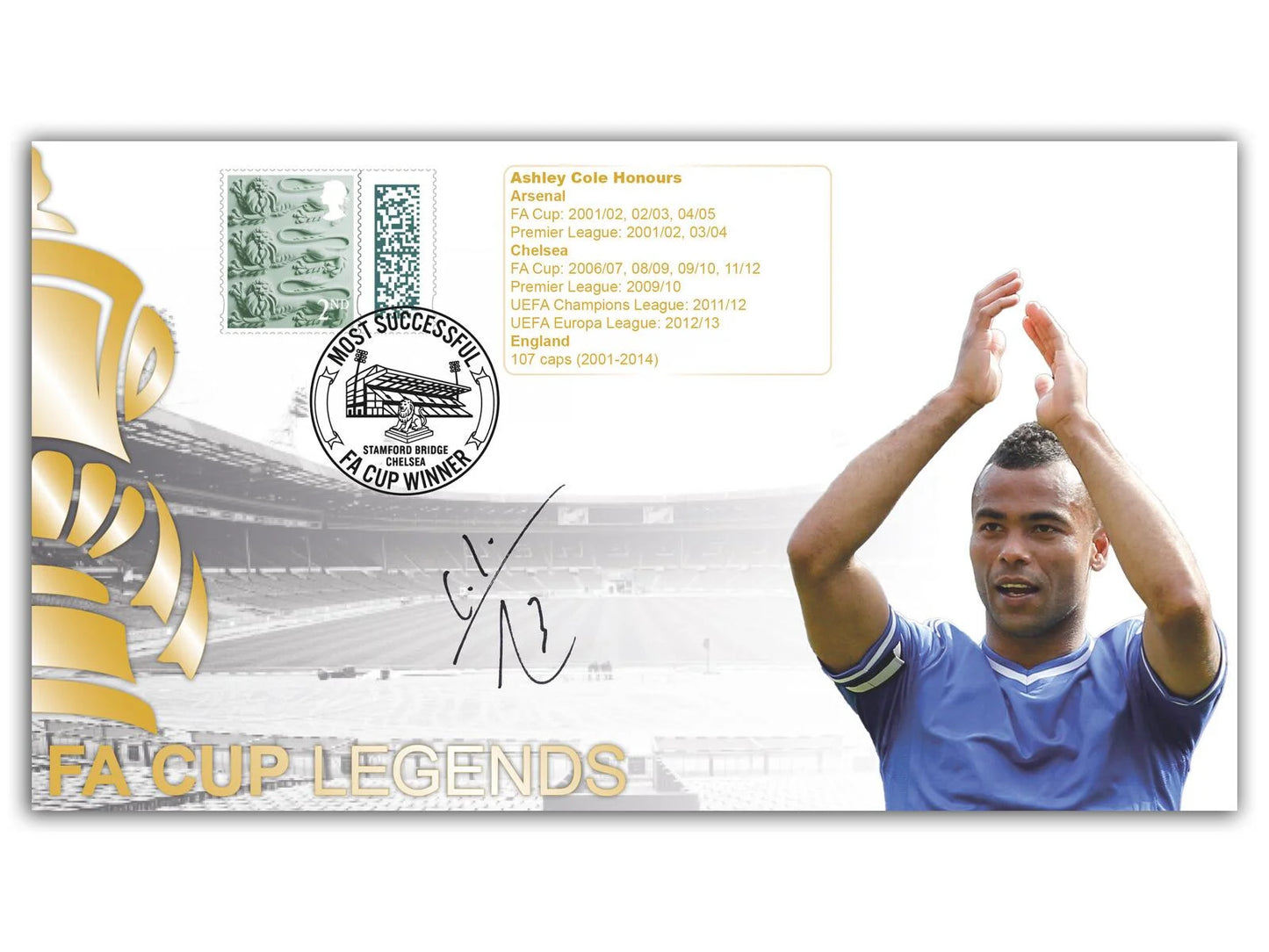 Ashley Cole, Chelsea Legend, Hand Signed First Day Cover FDC & COA