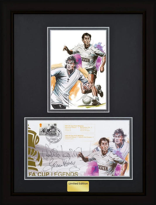 Glenn Hoddle, Ossie Ardiles, Spurs Legends, Framed Hand Signed First Day Cover With COA