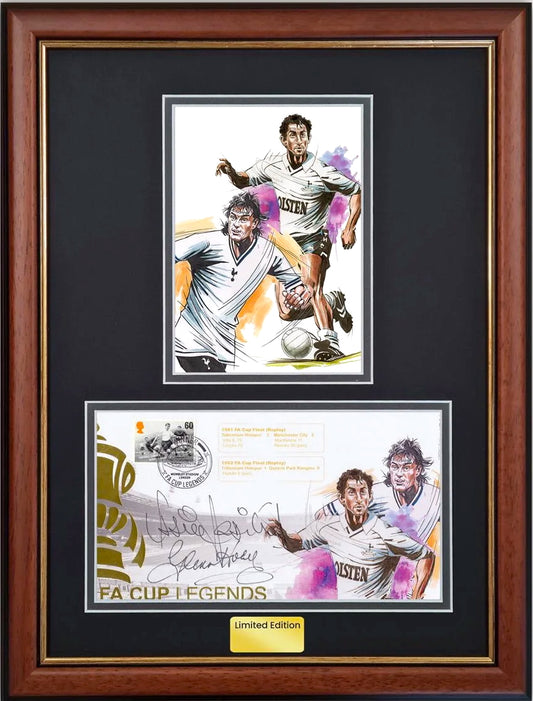Glenn Hoddle, Ossie Ardiles, Spurs Legends, Framed Hand Signed First Day Cover With COA