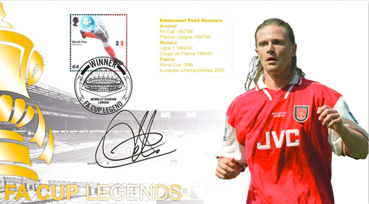 Emmanuel Petit, Arsenal, France Legend, Hand Signed First Day Cover & COA