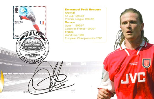 Emmanuel Petit, Arsenal, France Legend, Hand Signed First Day Cover & COA
