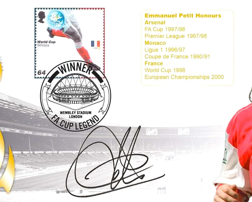 Emmanuel Petit, Arsenal, France Legend, Hand Signed First Day Cover & COA