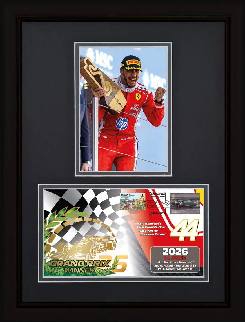 Lewis Hamilton, F1 Legend, Spanish Ferrari Victory Framed 40cm x 30cm First Day Cover