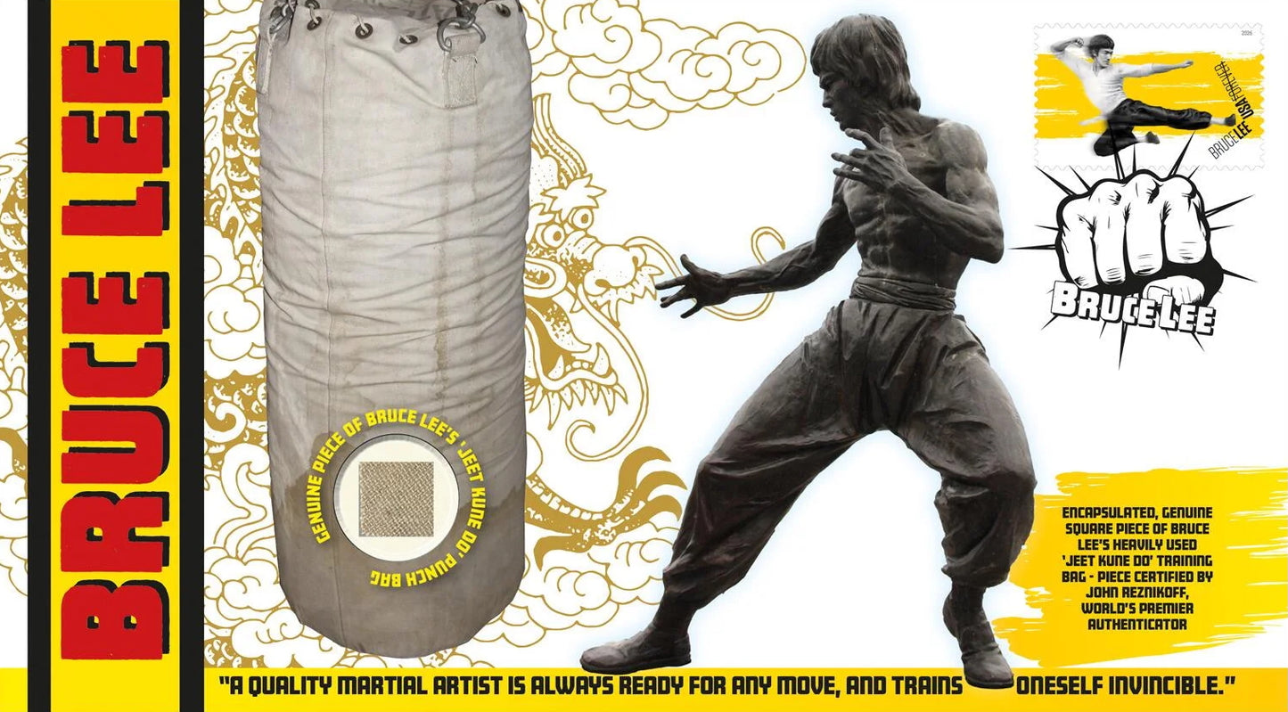 Bruce Lee, An Actual Bruce Lee Used Professionally Framed Kick Bag Relic Presentation & COA