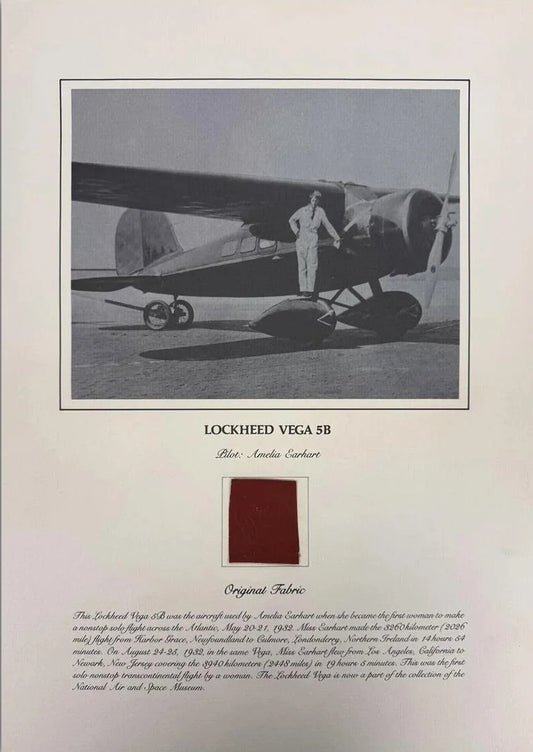Amelia Earhart, Lockheed Vega 5B, Actual Part Of The Plane Relic, Authenticated COA - True History