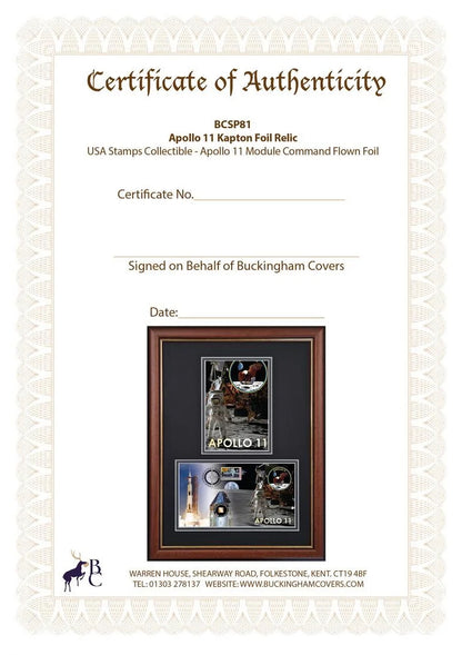 Apollo 11, An Actual Piece Of Flown Kapton Foil Mission Relic Framed FDC, John Reznikoff COA & Authenticated