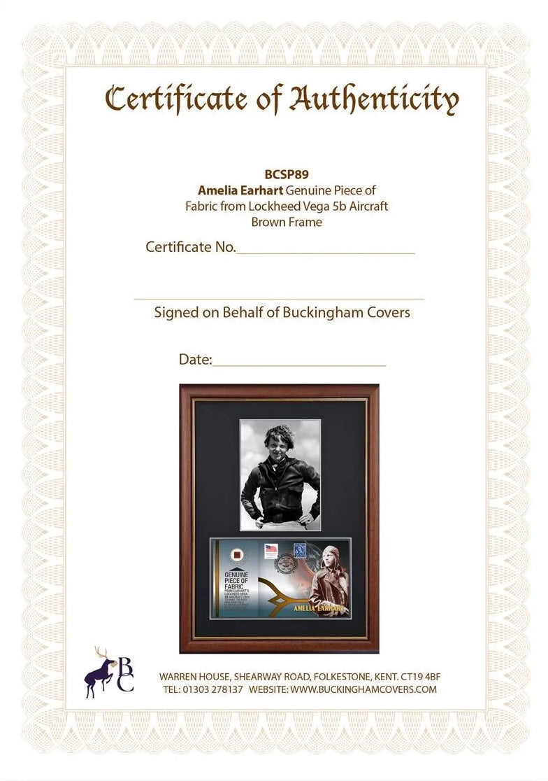 Amelia Earhart, Lockheed Vega 5B, Framed 40cm x 30cm Actual Part Of The Plane Relic, Authenticated COA