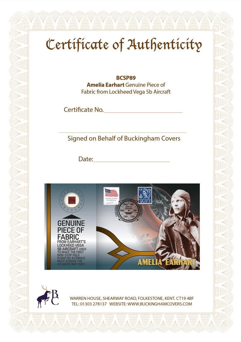 Amelia Earhart, Lockheed Vega 5B, Actual Part Of The Plane Relic, Authenticated COA - True History