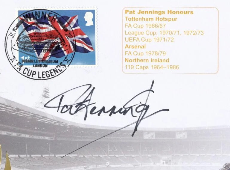 Pat Jennings, Arsenal Legend, Hand Signed Framed First Day Cover With COA