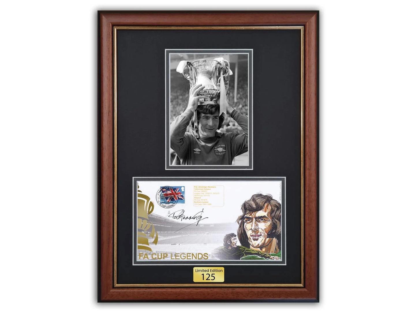 Pat Jennings, Arsenal Legend, Hand Signed Framed First Day Cover With COA