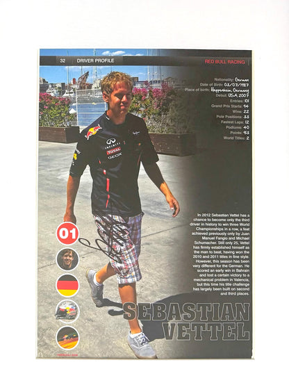 Sebastian Vettel, Red Bull, Ferrari - Hand Signed Framed Magazine Page & COA