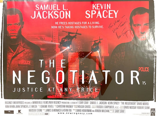Kevin Spacey, Hand Signed The Negotiator' Full Size Cinema Poster & COA