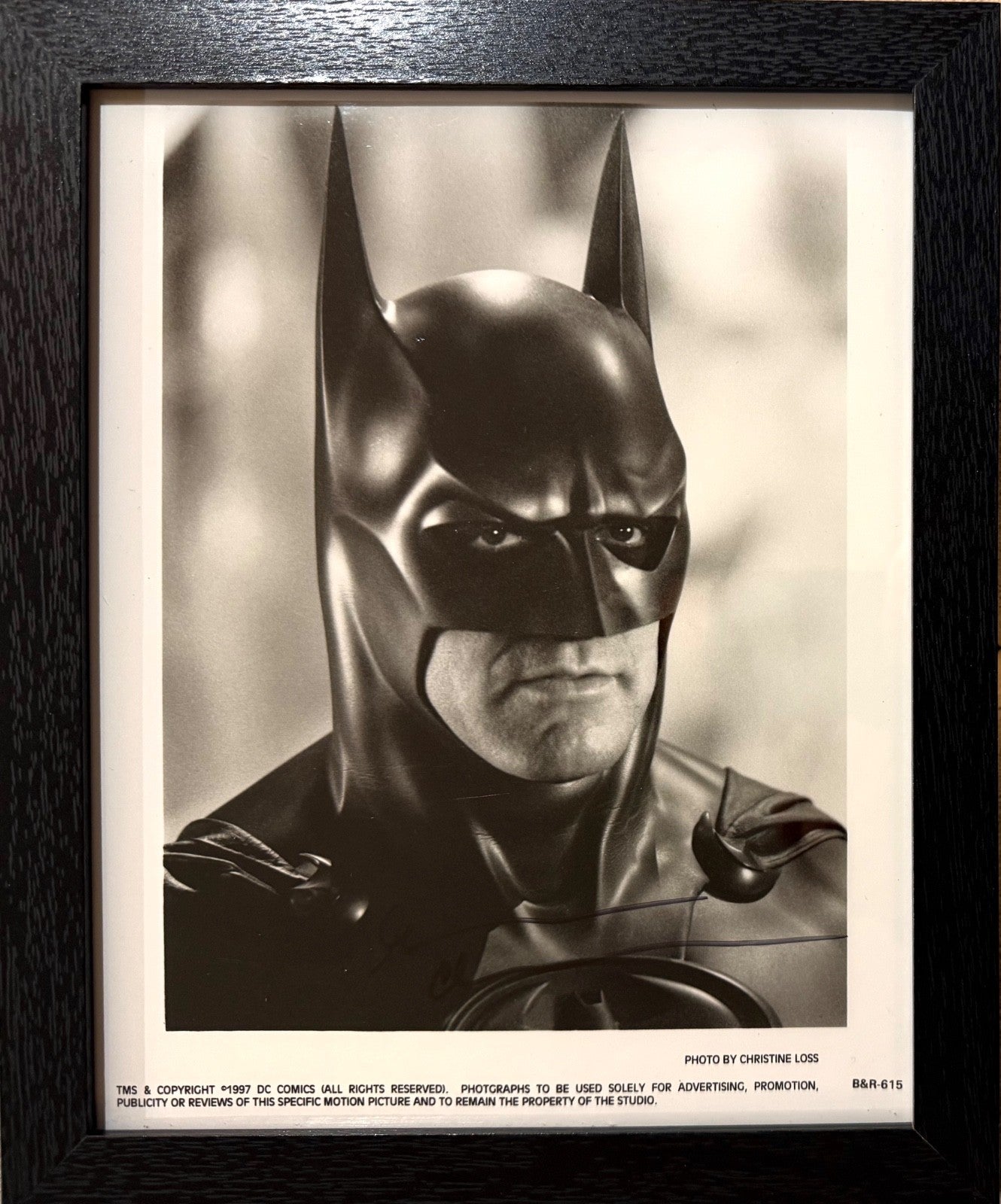 George Clooney, Hand Signed 'Batman' Official Publicity Framed 25cm x 20cm Photo With COA