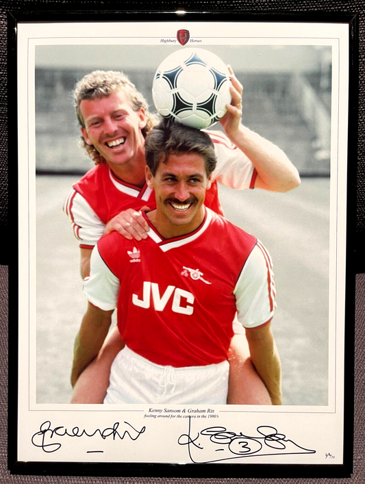 GRAHAM RIX, KENNY SAMSON ARSENAL FC LEGENDS HAND SIGNED FRAMED PHOTO WITH COA