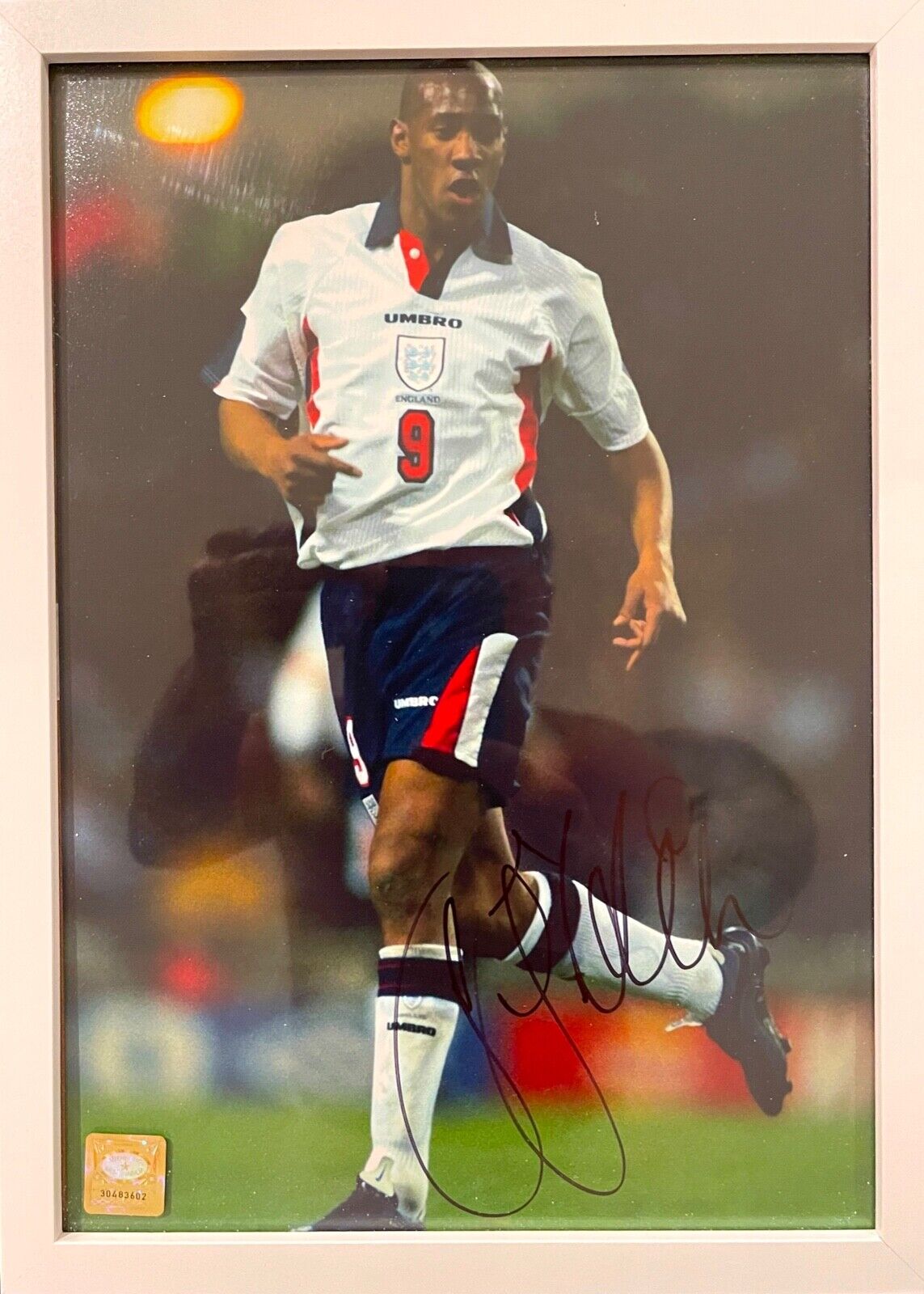 DION DUBLIN HAND SIGNED ENGLAND PHOTO WITH COA