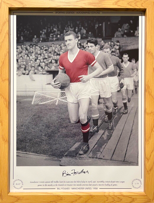 BILL FOULKES MANCHESTER UNITED LEGEND HAND SIGNED LIMITED EDITION PHOTO WITH COA