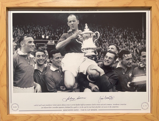 MORRIS AND CROMPTON MANCHESTER UNITED LEGENDS HAND SIGNED PHOTO WITH COA