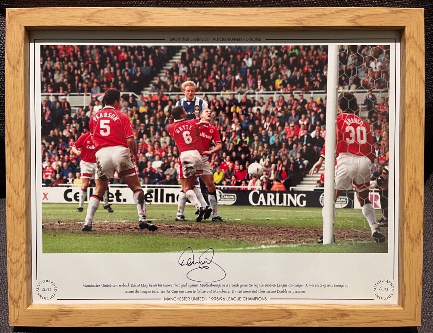 DAVID MAY MANCHESTER UNITED LEGEND HAND SIGNED PHOTO WITH COA