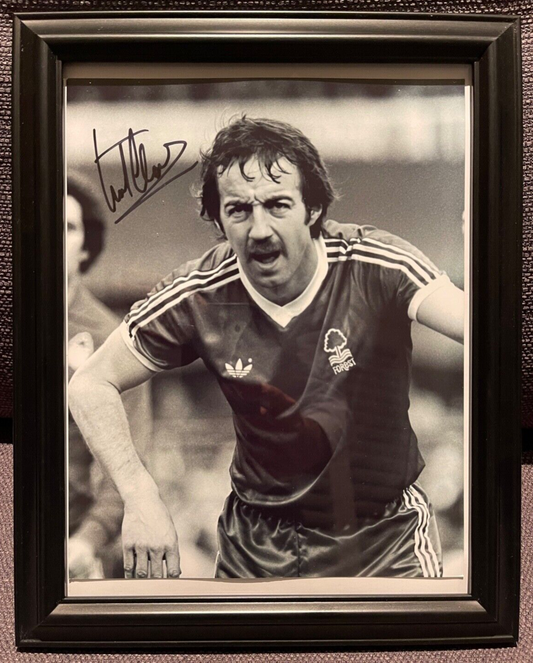 Frank Clark Nottingham Forest Legend Hand Signed Framed Photo With AFTAL COA