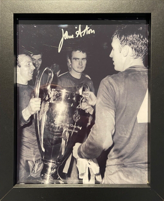 JOHN ASTON HAND SIGNED FRAMED MANCHESTER UNITED PHOTO WITH AFTAL COA