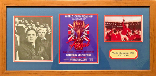 SIR ALF RAMSEY HAND SIGNED ENGLAND 1966 PRESENTATION WITH COA