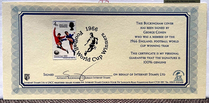 GEORGE COHEN, ENGLAND 1966 WORLD CUP WINNER, HAND SIGNED, FRAMED FDC WITH COA