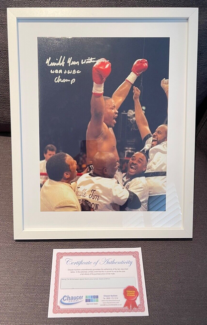 TIM WITHERSPOON FORMER WORLD BOXING CHAMPION HAND SIGNED PHOTO WITH AFTAL COA