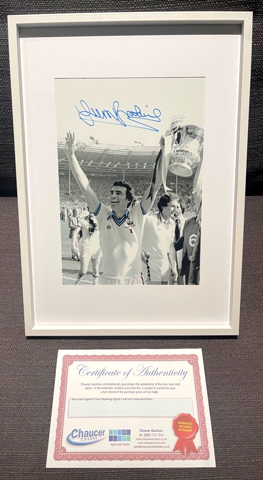 SIR TREVOR BROOKING HAND SIGNED FRAMED PHOTO WITH AFTAL COA