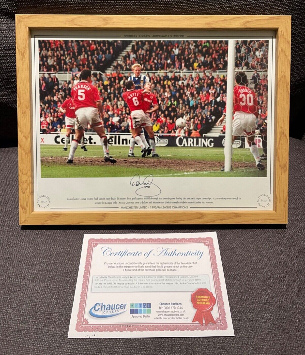 DAVID MAY MANCHESTER UNITED LEGEND HAND SIGNED PHOTO WITH COA