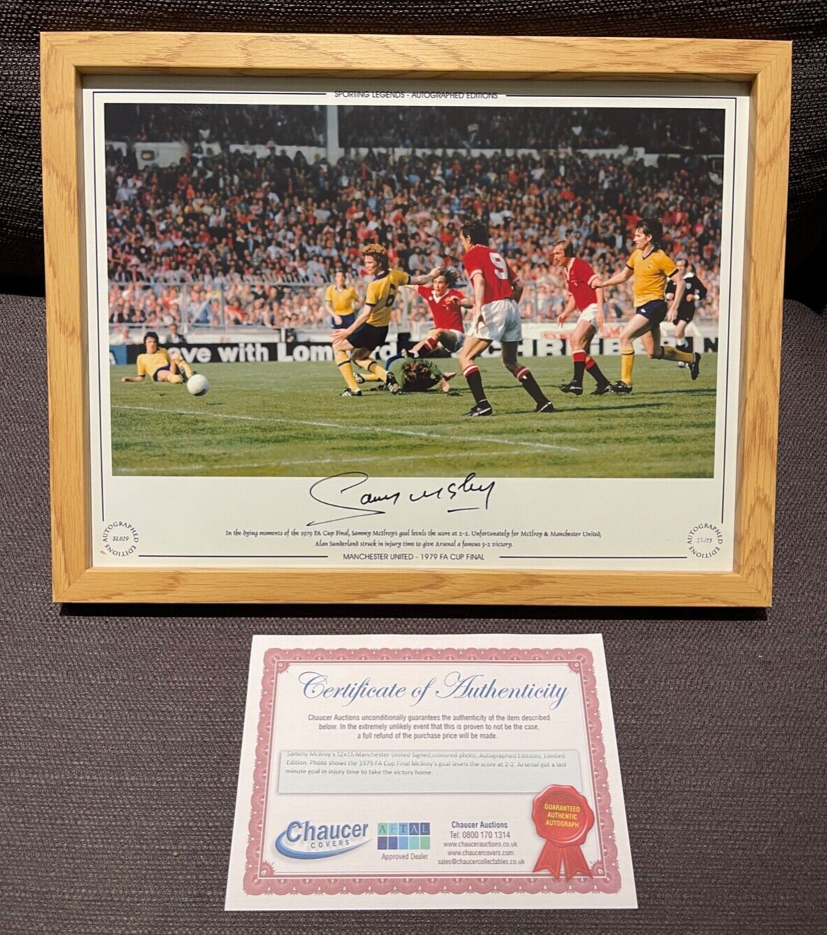 SAMMY MCILROY MANCHESTER UNITED LEGEND HAND SIGNED PHOTO WITH COA