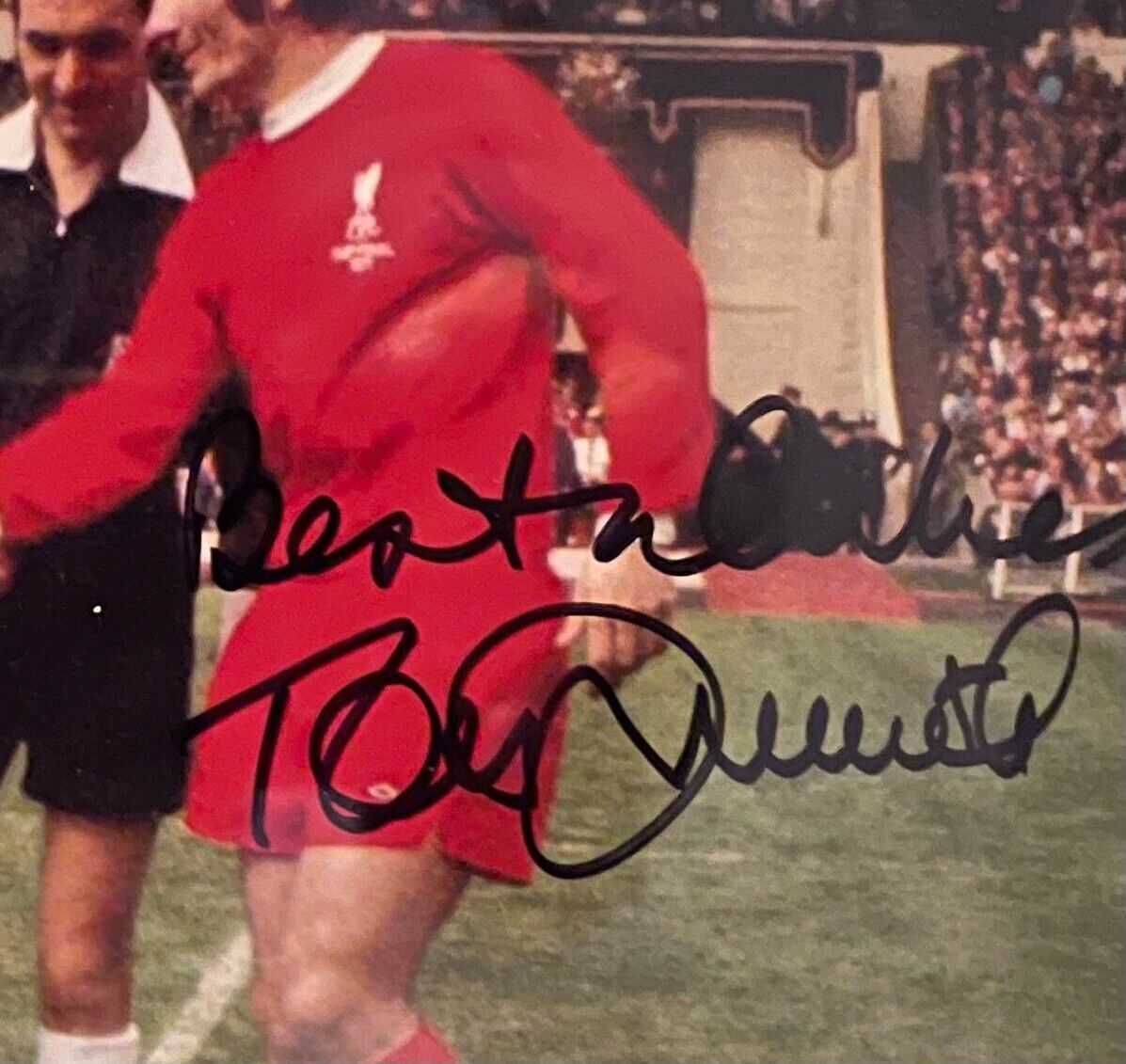 TOMMY SMITH - LIVERPOOL LEGEND HAND SIGNED PHOTO WITH AFTAL COA