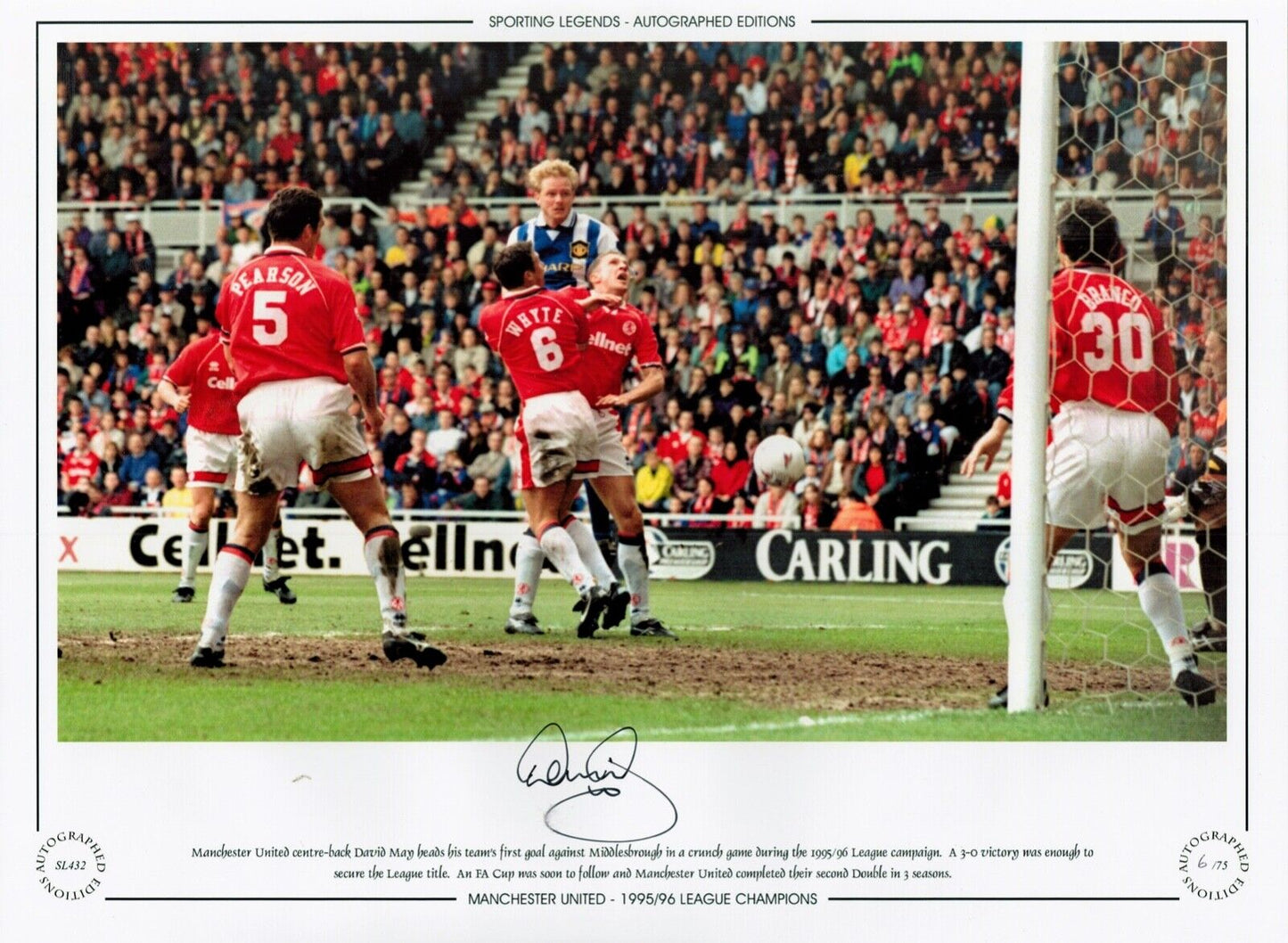 DAVID MAY MANCHESTER UNITED LEGEND HAND SIGNED PHOTO WITH COA