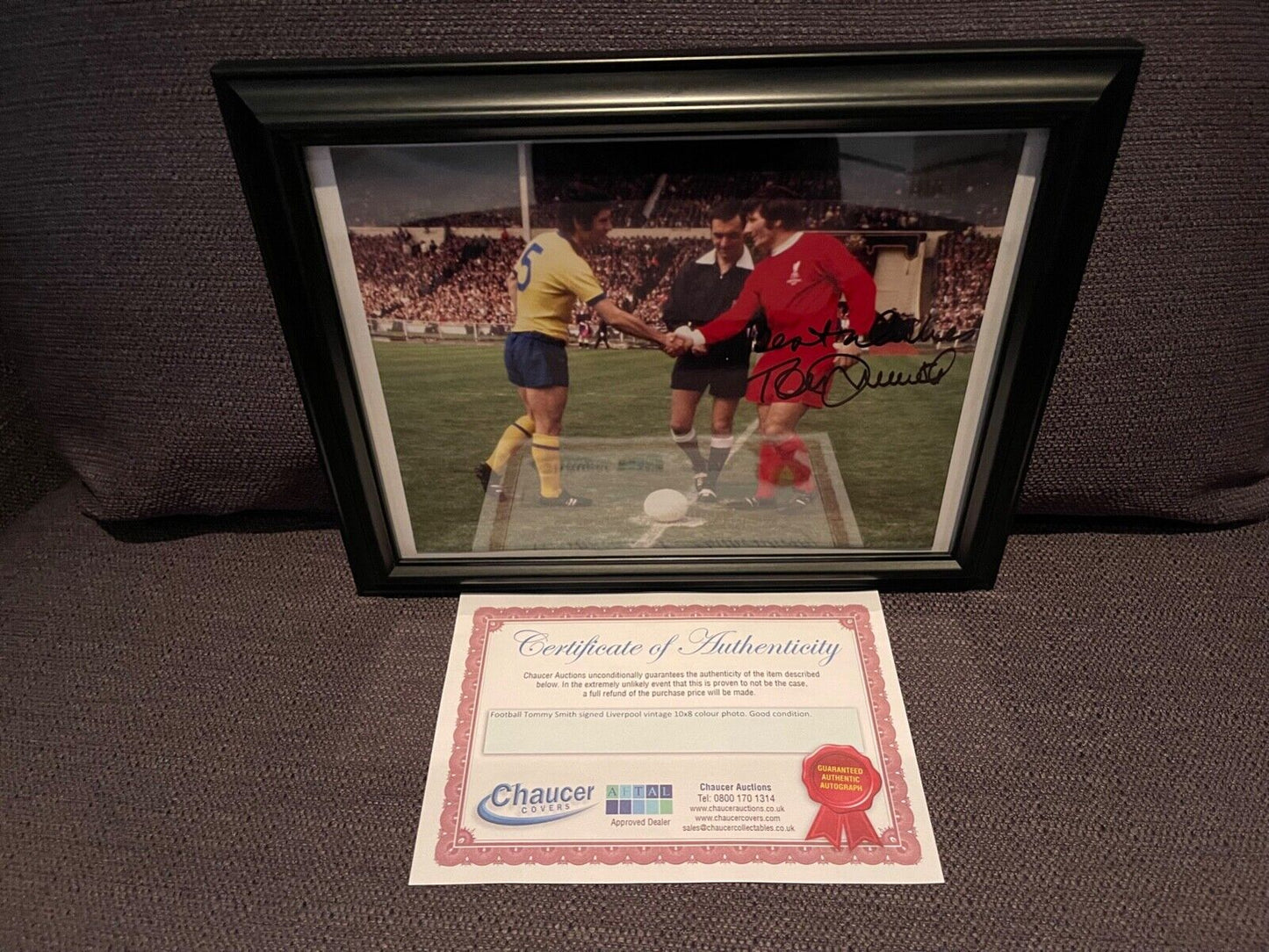 TOMMY SMITH - LIVERPOOL LEGEND HAND SIGNED PHOTO WITH AFTAL COA