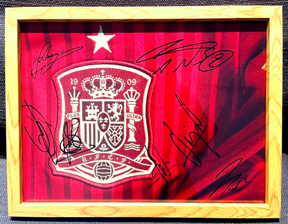 SPANISH PLAYERS - INCLUDING SALGADO - MULTI SIGNED CREST PHOTO WITH AFTAL COA