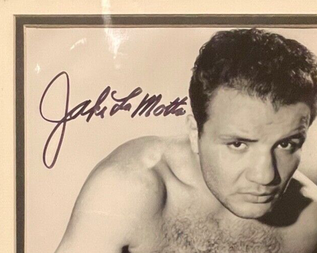 JAKE LAMOTTA RAGING BULL FORMER WORLD BOXING CHAMPION HAND SIGNED PHOTO WITH COA