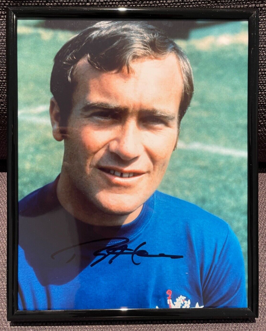 RON CHOPPER HARRIS - CHELSEA LEGEND - HAND SIGNED FRAMED PHOTO WITH AFTAL COA