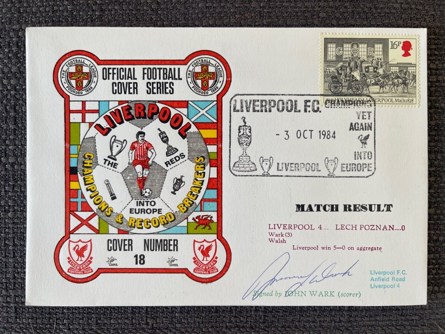 JOHN WARK LIVERPOOL FC HAND SIGNED FDC WITH COA